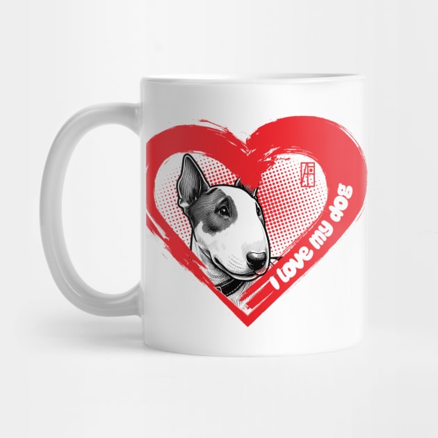 I Love My Bull Terrier - Energetic dog - I Love my dog by ArtProjectShop